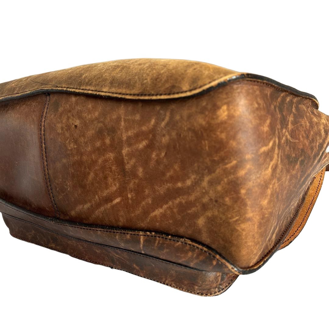 PORTER GROUND 70th Anniversary Leather Messenger Bag Vintage Dark Brown Japan