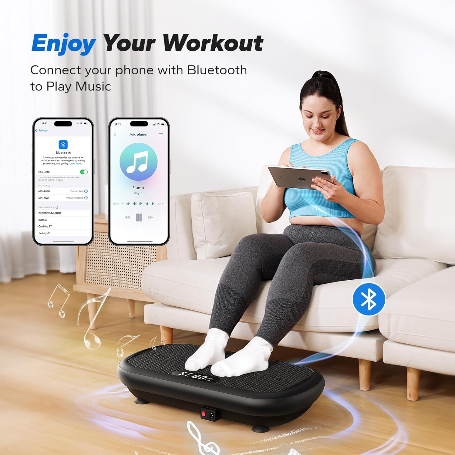 MERACH Vibration Plate Exercise Machine 440 Lbs Capacity, Bluetooth, Weight Loss