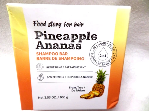 Food story Refreshing Hair and scalp Shampoo Bar Pineapple Ananas Eco-Friendly