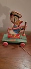 Vintage 1940s Fisher Price Donald Duck Drum Major Pull Toy #400 Wooden — photo 1
