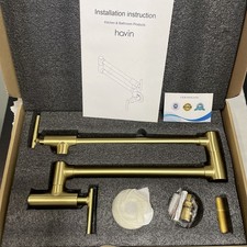 Havin Gold Brushed Brass Commercial Pot Filler Faucet WallMount DoubleJoint 360 