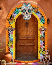 3 Pcs Dia De Los Muertos Day of the Dead Porch Banner Set Mexican Banners for Fi