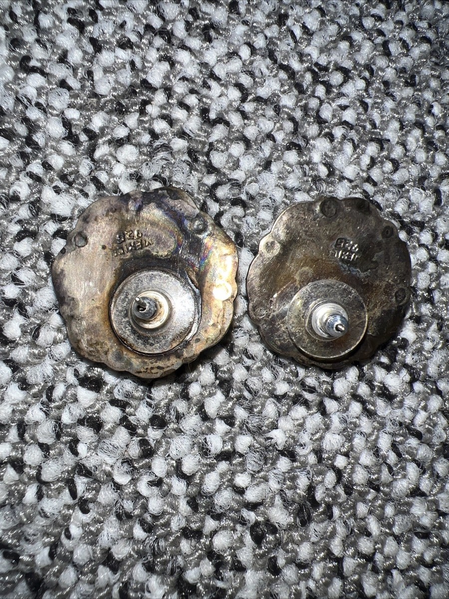Vintage Estate Sterling Silver 925 Signed Mexico Pierced Post Earrings Jewelry View 6