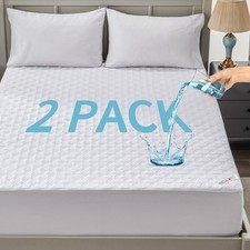 2 Pack Waterproof Mattress Protector, Twin Size Mattress Pad with Deep Pocket