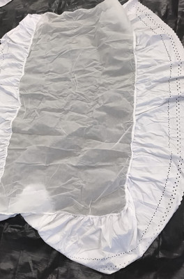 Ösen Bett Rock Staub Rüschen bestickte Details, klassisch 14'' Tropfen, weiß