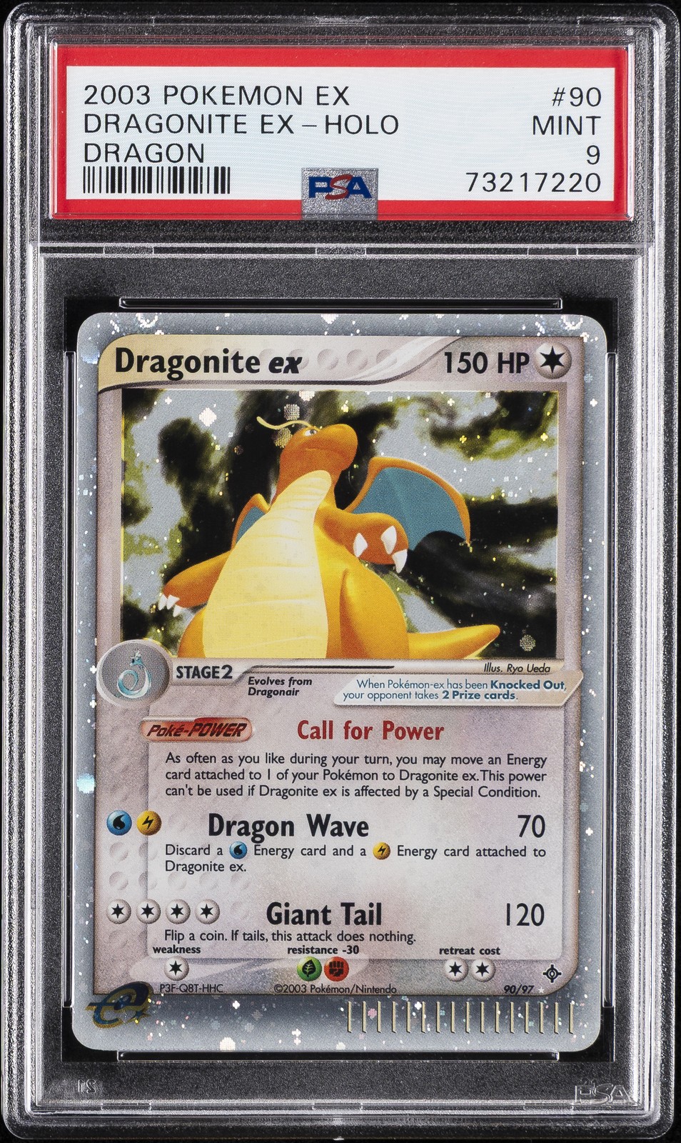 2003 POKEMON EX DRAGON #90 DRAGONITE EX-HOLO PSA 9