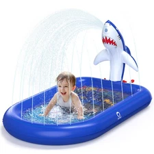 Splash Pads for Toddlers 1-3, Dark Blue Shark Splash Pad for Kids, Outdoor Pl...