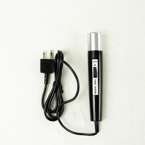 Handheld Dynamic Microphone Black Silver w/ Stand 7.9in Cord Untested