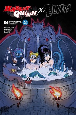 HARLEY QUINN X ELVIRA #4 AMANDA CONNER HOT TUB COVER NM DYNAMITE ENTERTAINMENT