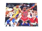 MAGIC JOHNSON LOS ANGELES LAKERS SIGNED 8 x 10 MICHAEL JORDAN BECKETT WITNESSED