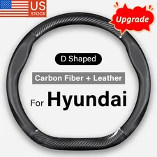 Flat Bottom Steering Wheel Cover For Hyundai Ioniq Elantra 14.5-15'' Accessories