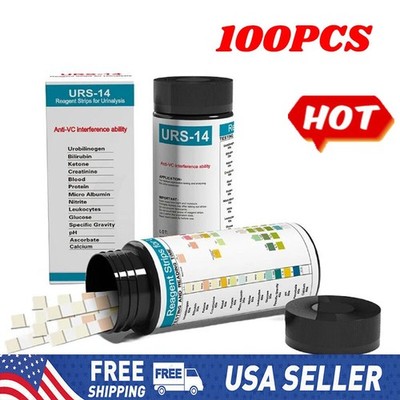 New URS-14 100Pcs Urinalysis Reagent Test Paper Parameters PH Test Strips ToTL