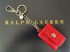 Polo RALPH LAUREN Keychain Red Trifold Leather Photo FOB Key RIng