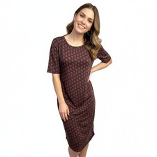 LuLaRoe Small Dress Julia Geometric Shift Stretch Pullover USA Graphic Mod