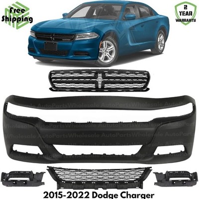 Front Bumper Cover Paintable & Grille Assembly Kit For 2015-2022 Dodge Charger