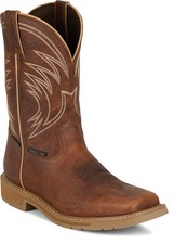 Justin Mens Daywork 11in WP Steel Toe Pecan Water Buffalo Work Boots