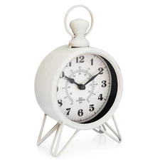 NEW TREND Westclox Vintage White Metal QA Analog Table Clock: Timeless Elegance