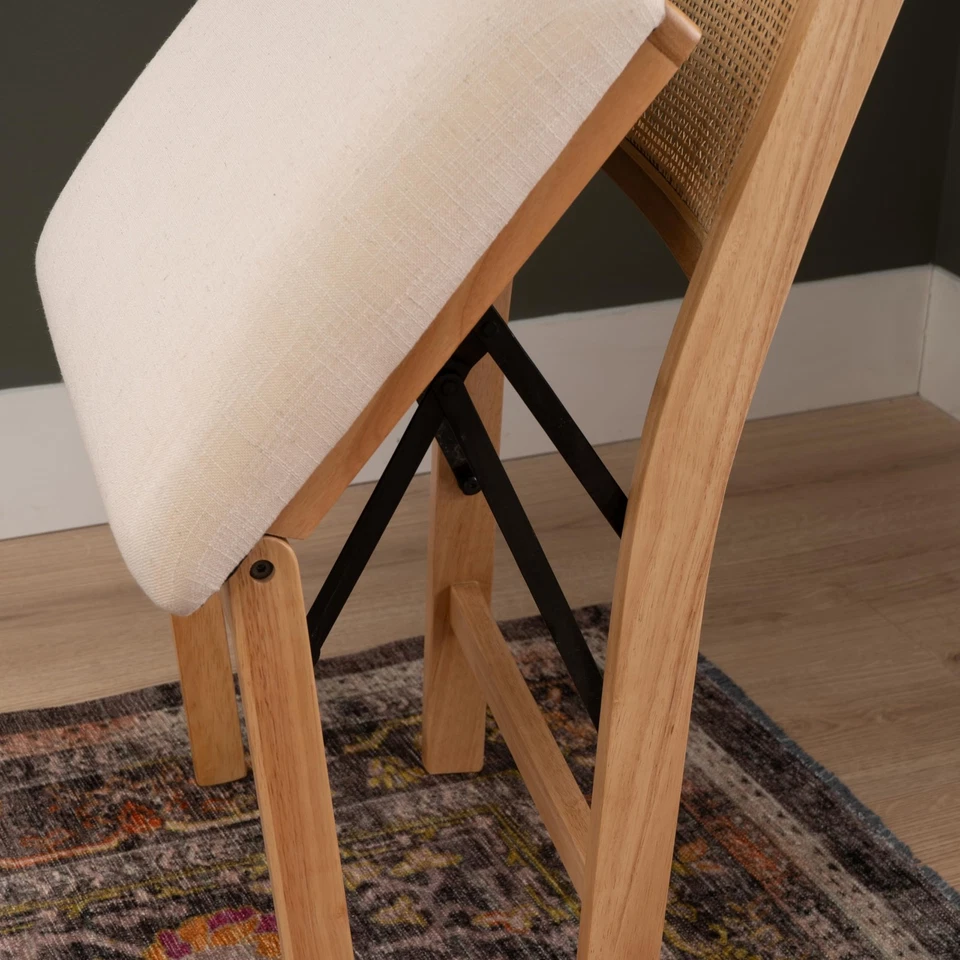 Silla auxiliar de comedor plegable de caña de ratán beige Kasi, natural Foto 3 de 4