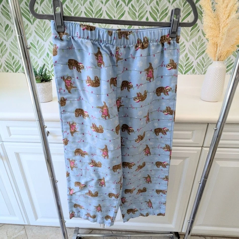 Girls Lands End Sloth Christmas pajama pants 16 - Image 2 of 4