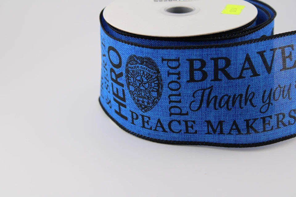 Ribbon Decorative Wreaths Grosgrain Law Enforcement Crafts thin blue line - Image 2 of 4