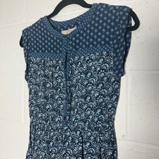 Ann Taylor LOFT Blue Mixed Floral Paisley Sleeveless Button Front Mini Dress XS