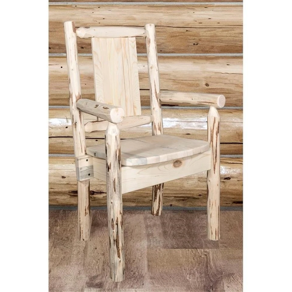 Капитанский стул Montana Woodworks из натурального дерева с гравировкой в виде сосны - Изображение 2 из 4