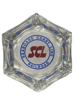 Seaboard Coast Line Eisenbahn Glas Sechseck Aschenbecher Vintage Original Vatertagsgeschenk