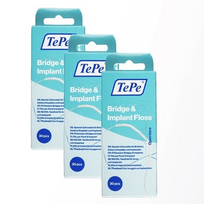 3 Stück TePe Bridge & Implant Floss, Zahnseide (Dental Floss)