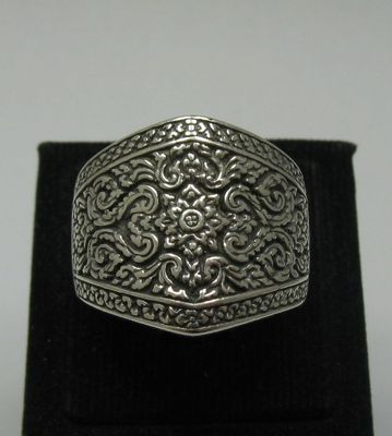 Sterling Silber Ring massiv 925 Blumen Band Henna Stil Handarbeit Kaiserin R0012