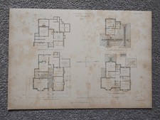 The Sycamores, Old Trafford, Manchester - Floorplan - Antique Print - 1868