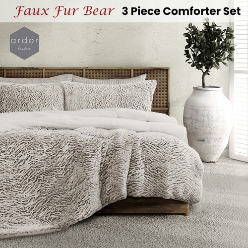 Faux Fur Bear 3 Piece Comforter Set by Ardor - Picture 2 of 5