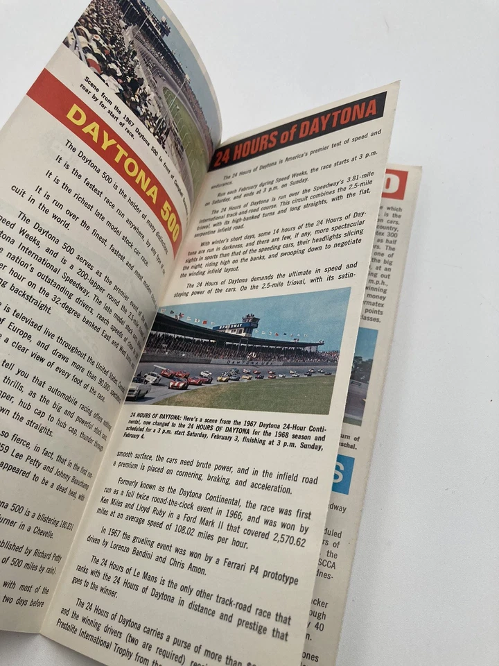 Daytona 500 25 de febrero 1968 calendario de eventos y pedido folleto vintage en blanco Foto 2 de 4