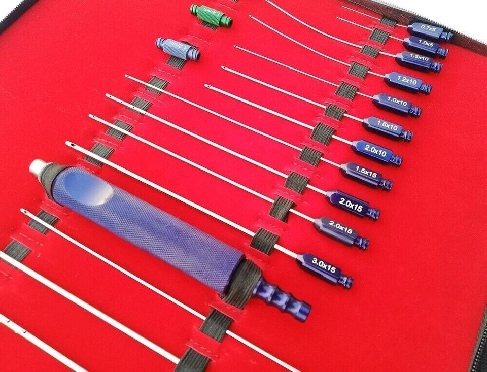 Juego de 24 cánulas de liposucción de cuerpo completo Luer lock injerto de grasa cirugía estética Foto 2 de 4