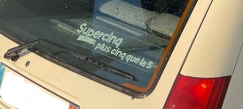 Renault Super 5 rear headband sticker "Superfive plus five than the 5"