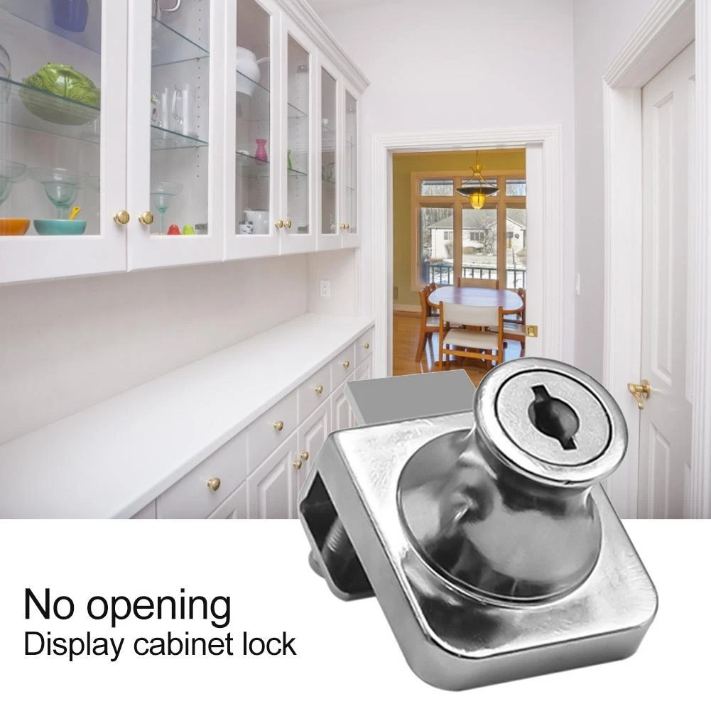 Hole Free Glass Showcase Door Lock Zinc Alloy Glass Cabinet Safe