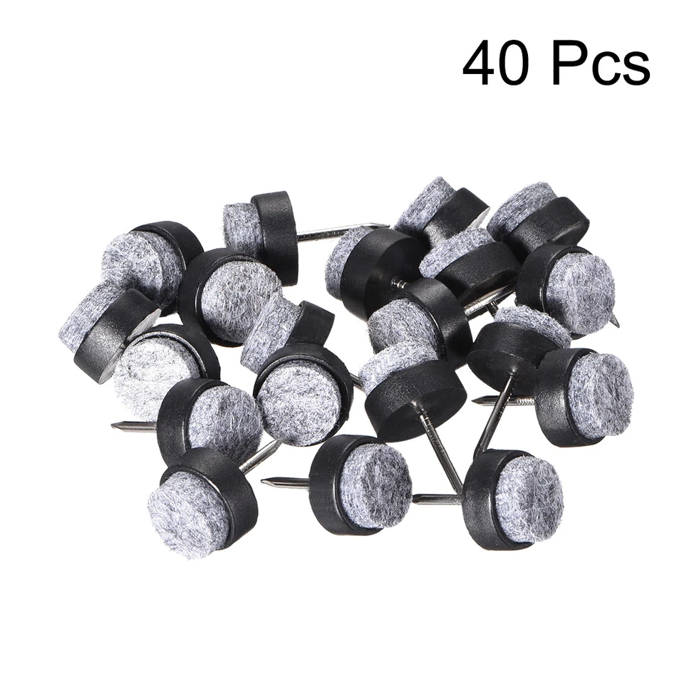 Almohadillas de fieltro para muebles con clavos protector de patas de mesa de silla deslizante 14 mm de diámetro negro 40 un. Foto 2 de 4