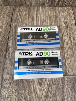 (2) TDK AD90 Normal Position AD-90 NEW SEALED cassette tape JAPAN Lot Of 2