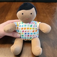 LOVEVERY Love Every Organic Cotton Baby Doll Plush Black Hair Tan Skin Tone 8  
