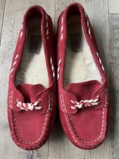 UGG Australia Genoa Red Slippers Moccasin Shoes Shearling Lined Women's Size 10