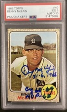 Denny McLain Signed 1968 Topps #40 Baseball Card Reds Autograph PSA/DNA 5/10