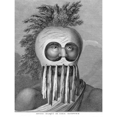 Koch Hawaii Sandwichinseln Mann Maske Illustration Wandbild Leinwanddruck 18 x 24 Zoll