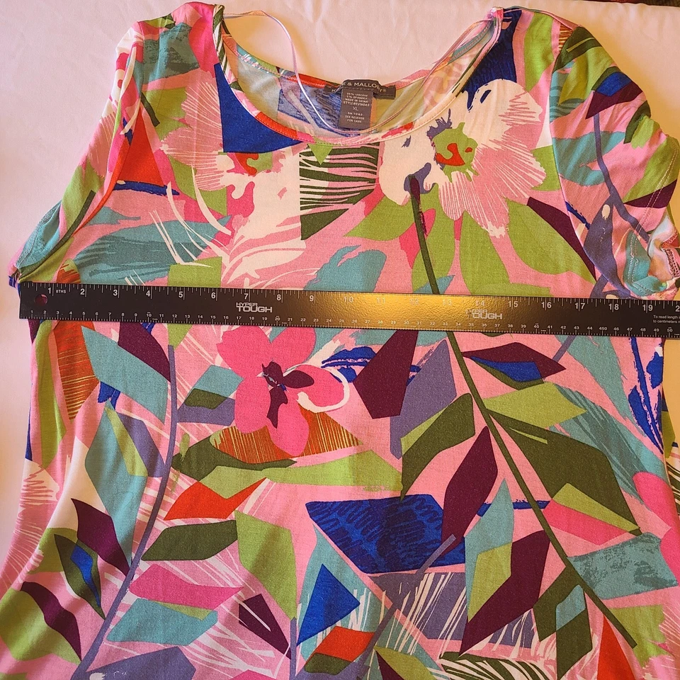 Kate Mallory Tunic Top XL Short Sleeve Stretch Multi-Color Abstract - Image 3 of 4