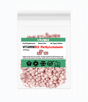 Vitamin B12 Methylcobalamin 1000ug | Made in UK | Geeignet für Veganer & Vegetarier