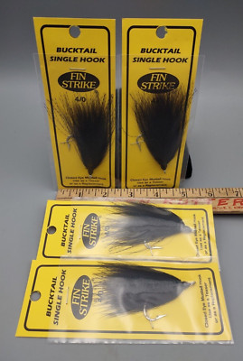 4 NEW FIN STRIKE Replacement Bucktail Flash 4/0 BHS40BKF Black