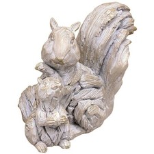 Driftwood Squirrel  & Baby Carved Effect Figurine Ornament