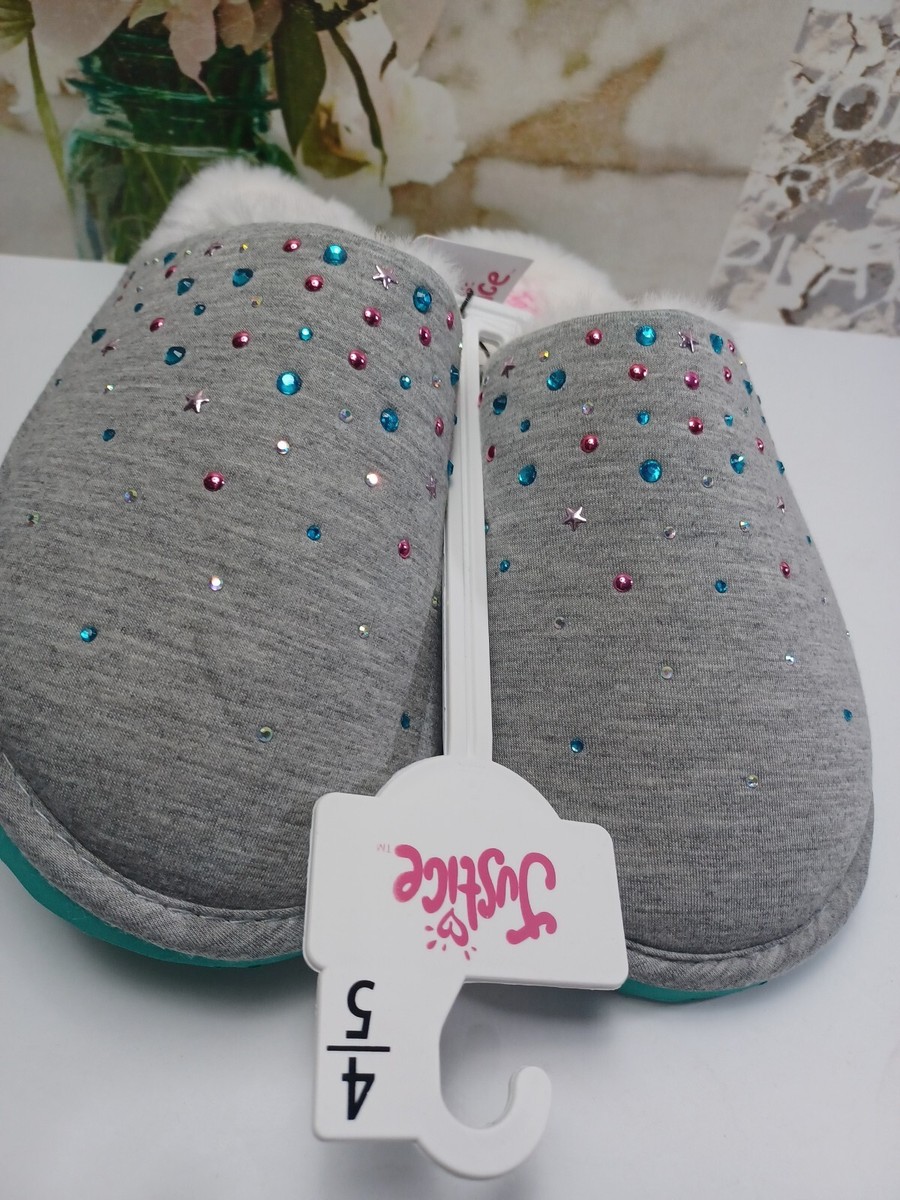 Justice Girls Slip On Scuff Slippers Outdoor/ Indoor Gray Runstone