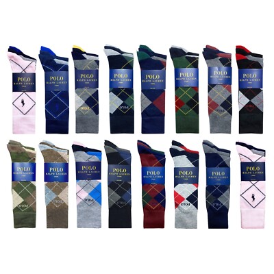 Polo Ralph Lauren Mens Argyle Socks 3 Pairs Crew
