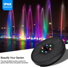 LED Lights Bird Bath Solar Outdoor Fountain Water Pump Garden Pool Floating Pump