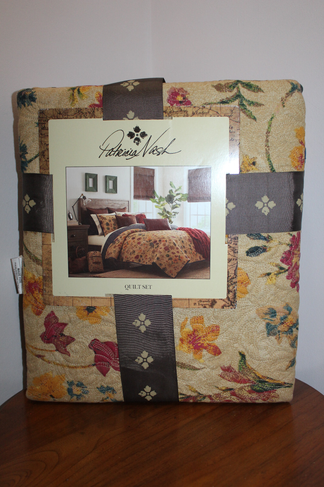 PATRICIA NASH PRAIRIE ROSE QUILT SET w/ 2 SHAMS FLORAL MULTICOLOR QUEEN