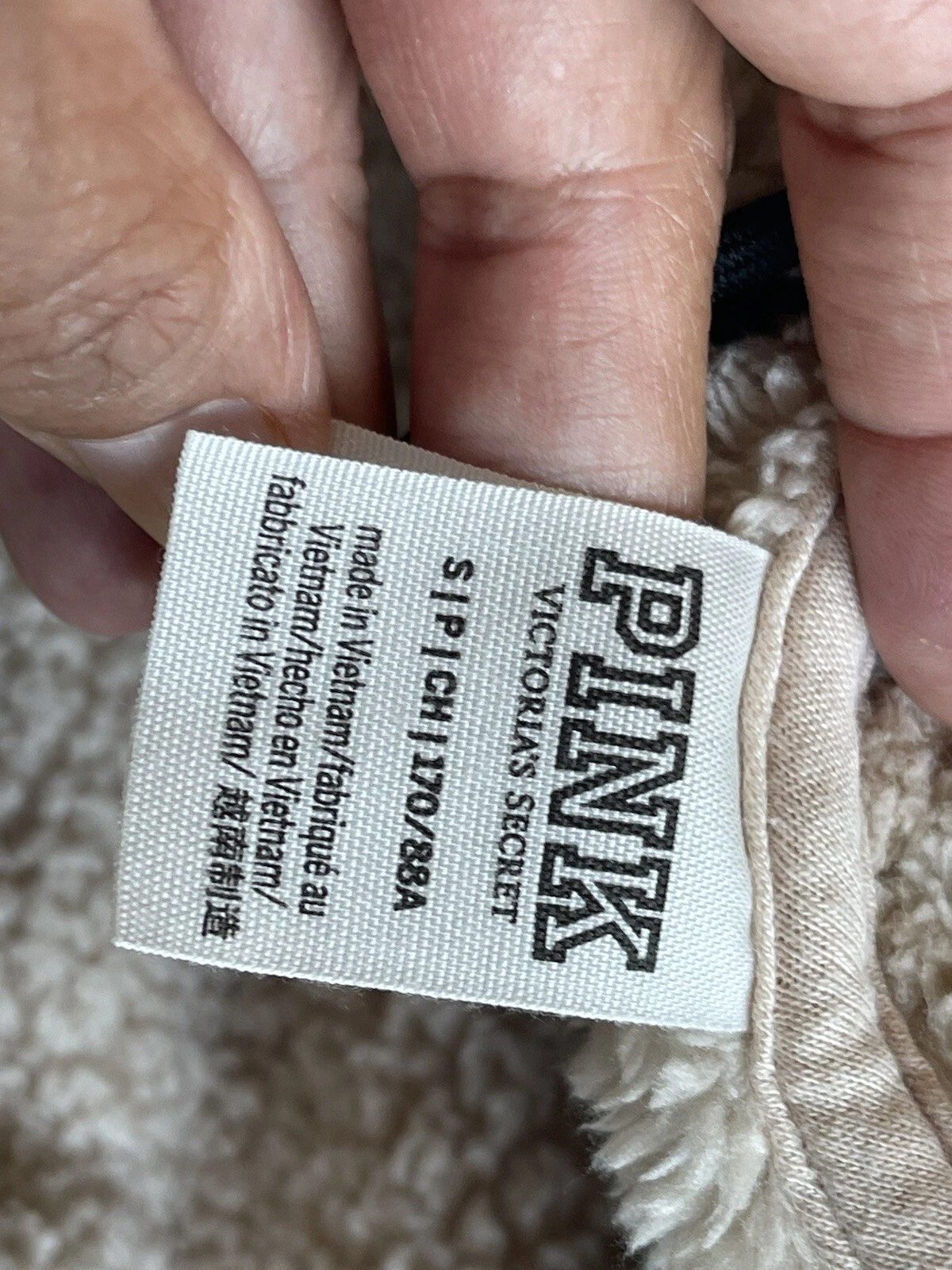 OFF WHITE ROSA Victorias Secret mezza zip Teddy Sherpa pullover felpa con cappuccio piccola vaniglia avorio